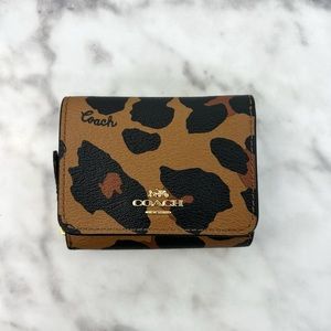 Coach Small Trifold Wallet With Cheetah Leopard Print